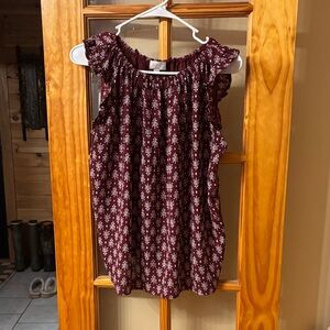 The LoftFloral Burgundy Sleeveless Top